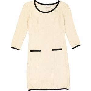 Ganni mini textured ecru soft stretch knit dress M